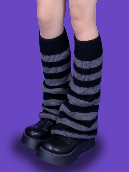 striped knit leg warmer (2color)