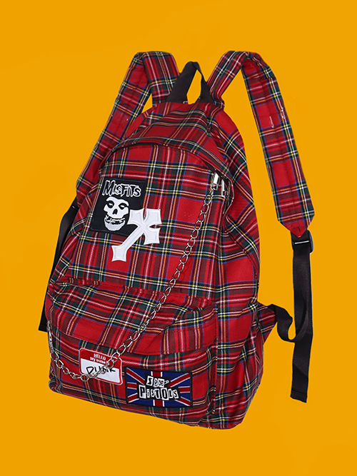 funky rock-star check backpack