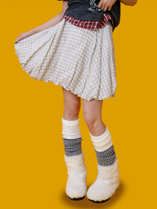 [vintage] cute volume check skirt