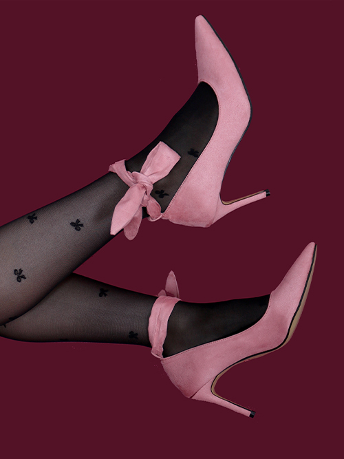 julie ribbon heel shoes (2color/8cm)