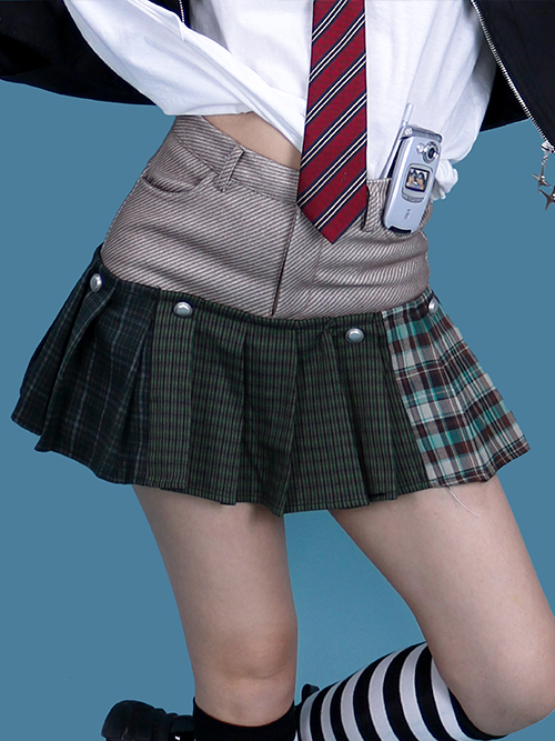 two type check skirt (치마바지)
