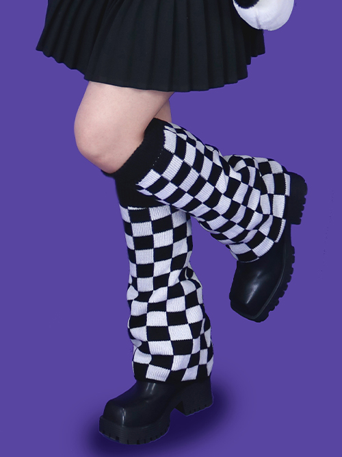 checker-board leg warmer