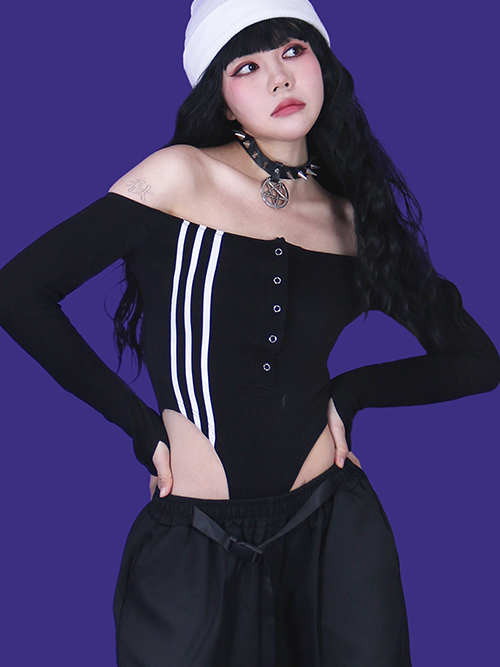 vintage] line off body suit - kuo 쿠오
