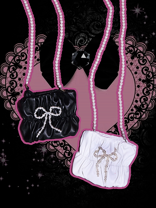 ribbon pearl mini bag (2color)