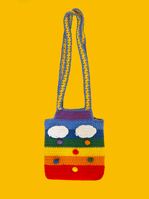 rainbow knit shoulder bag