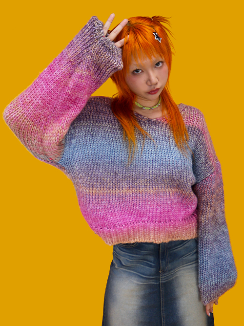 rainbow volume knit (3color)