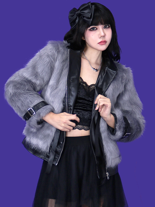 glam rider fur jacket (2color)