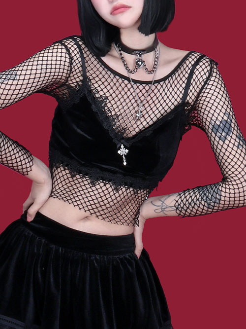 gothic cross lace sleeveless