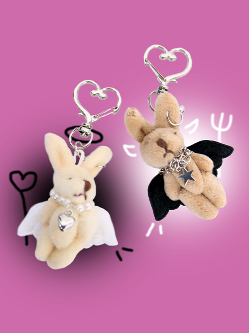 angel &amp; devil rabbit keychain (2color)