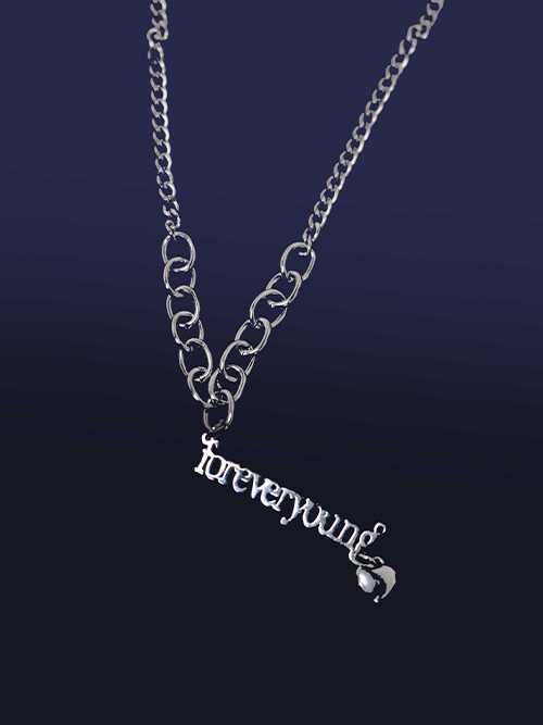 &#039;forever young&#039; lettering necklace (surgical)