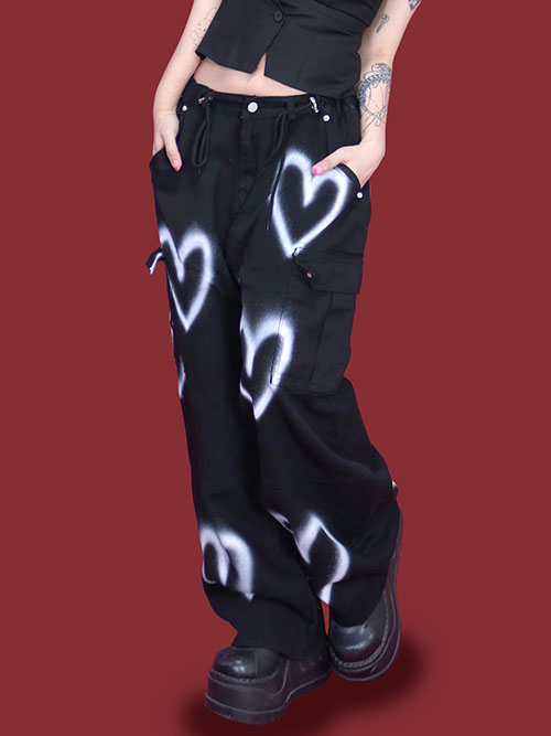 heart painting wide pants (2color)