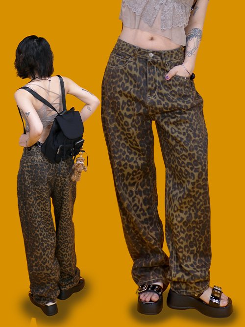 leopard wide pants