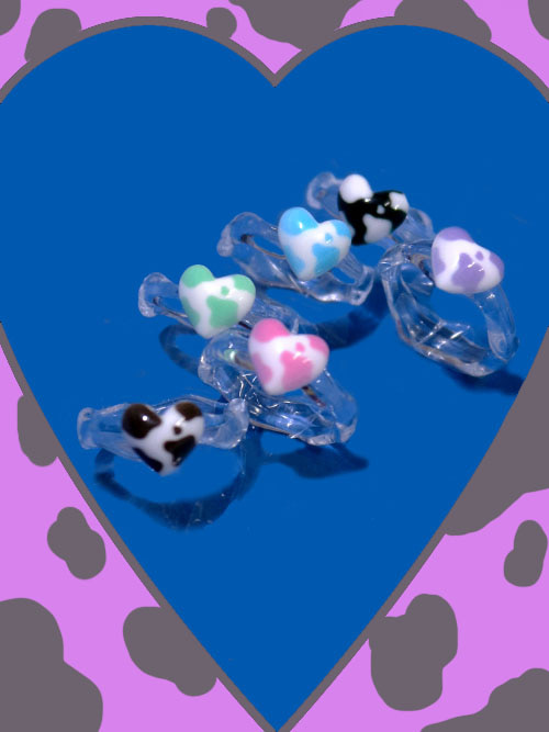 cow heart kitsch ring (6 color)