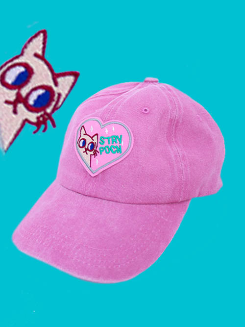 pinky cat ball cap