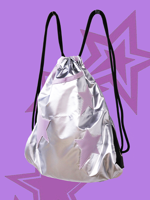 pink star silver backpack