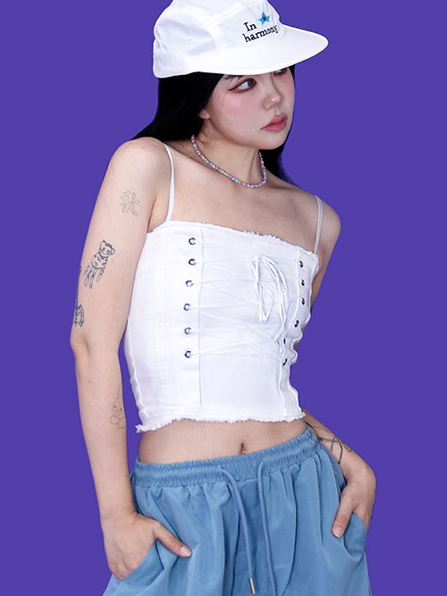 white corset sleeveless