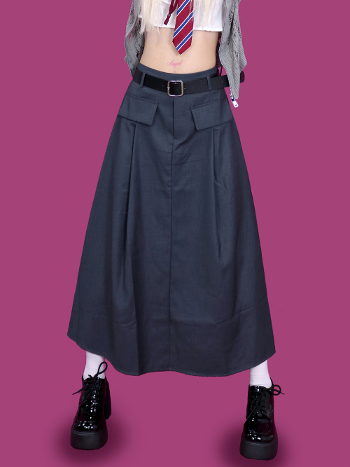 knock belt long skirt (2color)