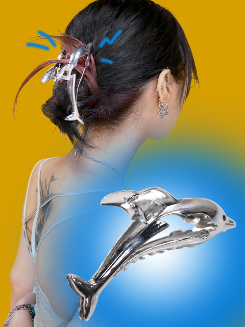 dolphin silver hairpin